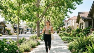 A local resident enjoying a wellness and self-care day in the Willow Glen neighborhood of San Jose.