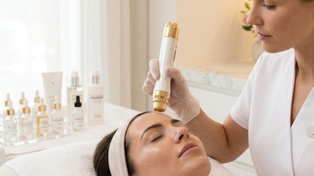 A visualization of a microchanneling treatment highlighting the difference of a botox facial vs botox injections at Glow Clinics.