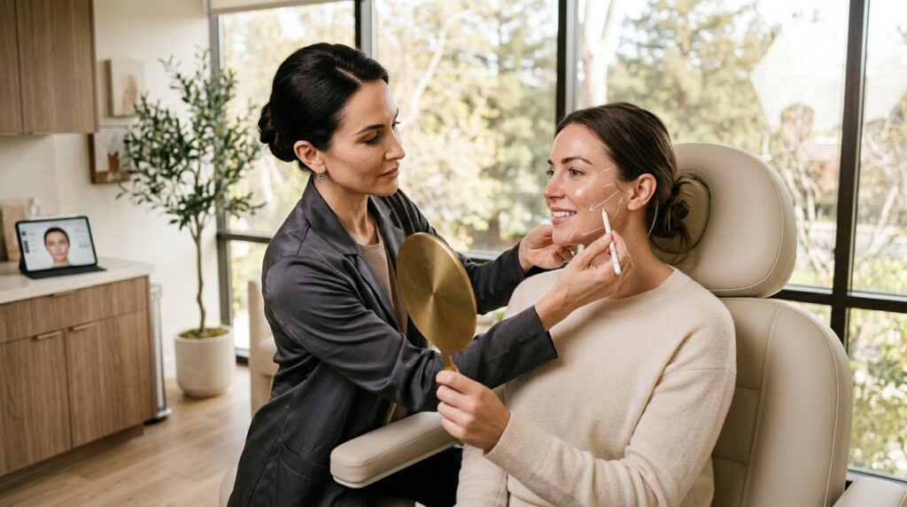 Facial mapping consultation for Botox and dermal fillers at Glow Clinics San Jose