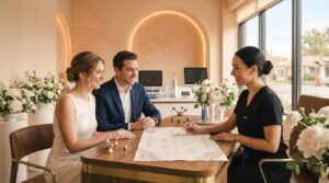 Bride to be planning her event aesthetic treatment timeline with a clinician at Glow Clinics Willow Glen